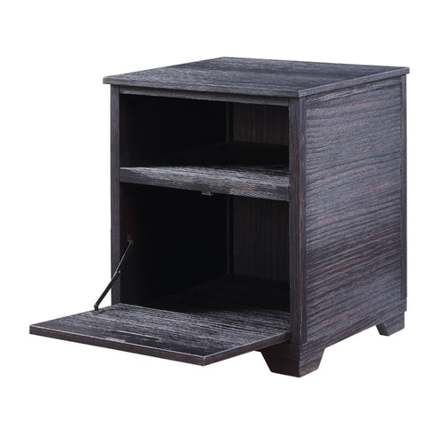 Kamilia End Table - Drop-Down Door Storage in Antique Black