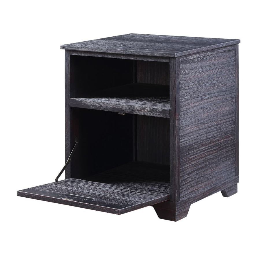 Kamilia End Table - Drop-Down Door Storage in Antique Black