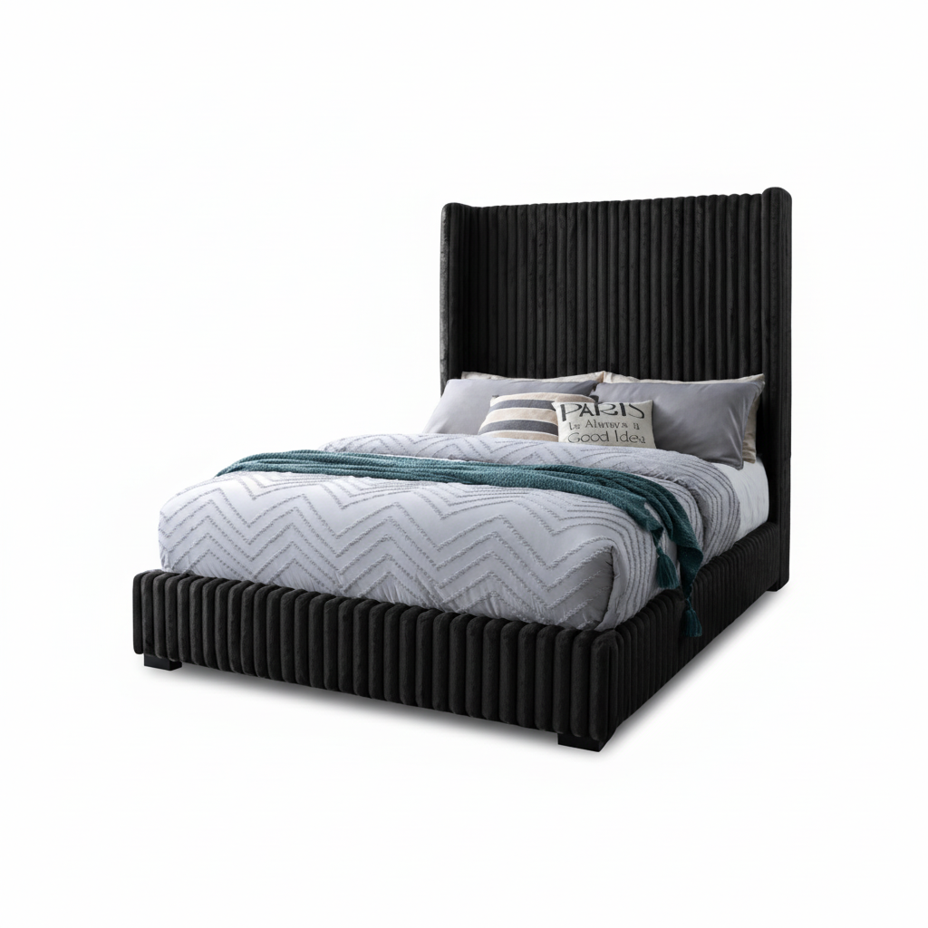 Adam Upholstered Wingback Bed - Queen & King