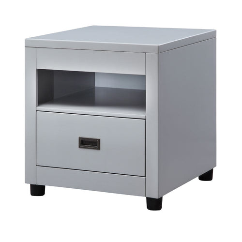 Eleanor End Table - Drawer & Top Compartment in Dove Gray