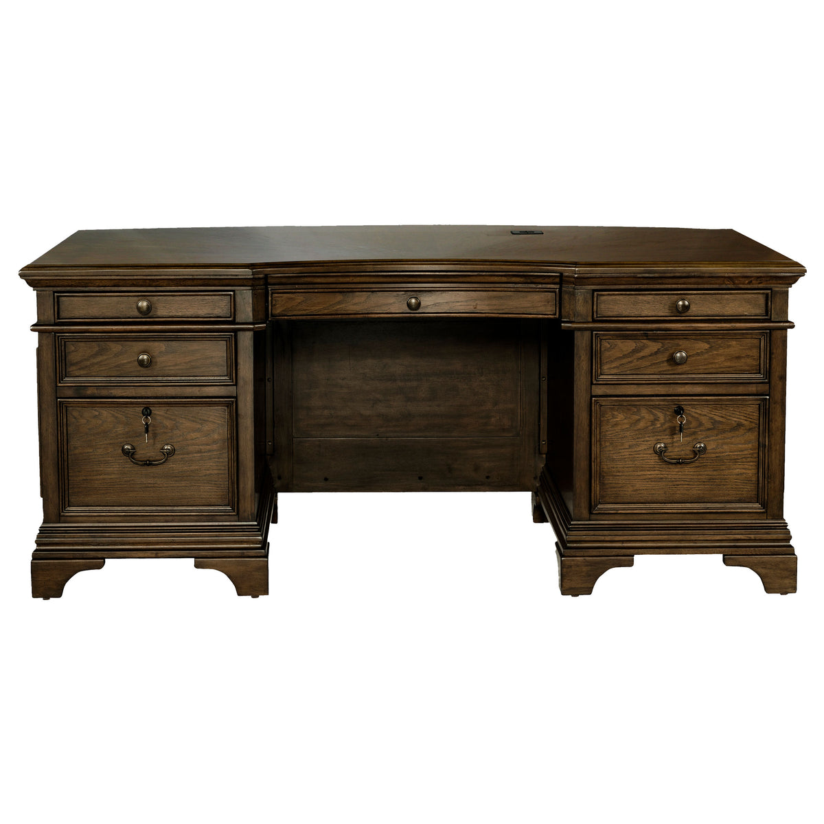 Hartshill Executive Desk, Credenza, File Cabinet & Bookcases - Traditional Home Office in Burnished Oak – view 14