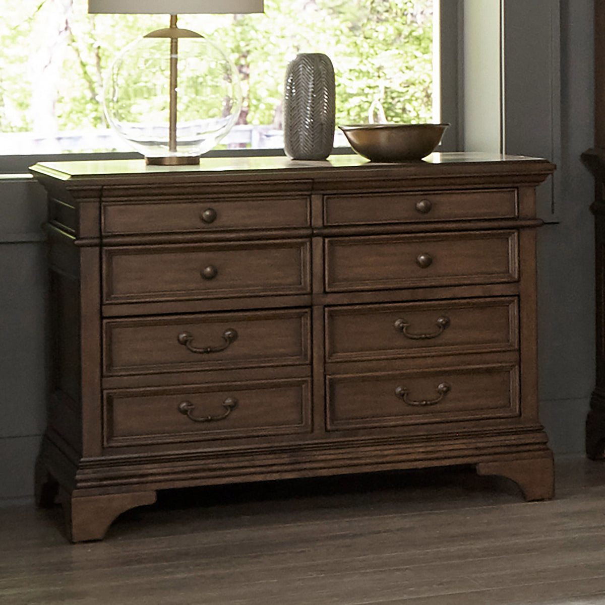 Hartshill Executive Desk, Credenza, File Cabinet & Bookcases - Traditional Home Office in Burnished Oak - lifestyle