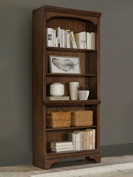 Hartshill Executive Desk, Credenza, File Cabinet & Bookcases - Traditional Home Office in Burnished Oak - lifestyle