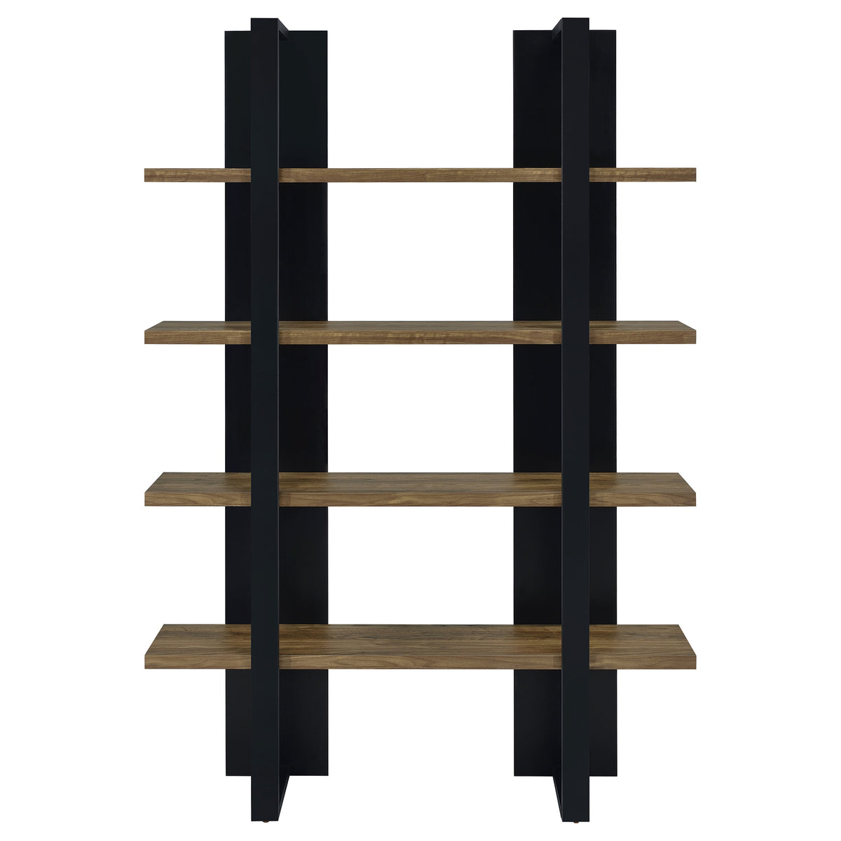 Danbrook 71" 4-Shelf Bookshelf - Floating-Shelf Design in Black & Aged Walnut – view 3