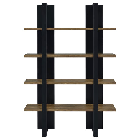 Danbrook 71" 4-Shelf Bookshelf - Floating-Shelf Design in Black & Aged Walnut – view 3