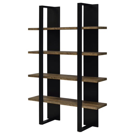 Danbrook 71" 4-Shelf Bookshelf - Floating-Shelf Design in Black & Aged Walnut – view 4