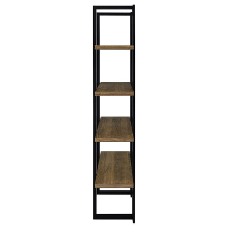 Danbrook 71" 4-Shelf Bookshelf - Floating-Shelf Design in Black & Aged Walnut – view 5