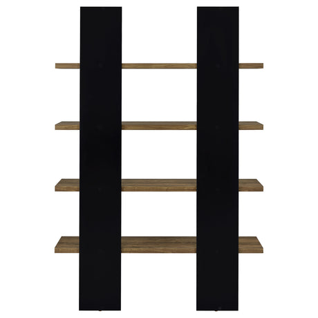 Danbrook 71" 4-Shelf Bookshelf - Floating-Shelf Design in Black & Aged Walnut – view 7