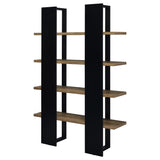 Danbrook 71" 4-Shelf Bookshelf - Floating-Shelf Design in Black & Aged Walnut – view 8