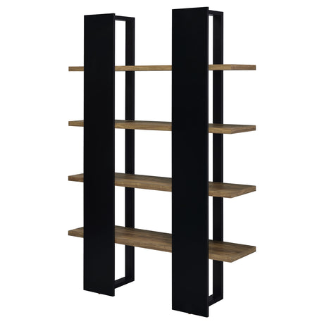 Danbrook 71" 4-Shelf Bookshelf - Floating-Shelf Design in Black & Aged Walnut – view 8