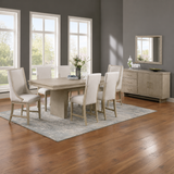 Celine 7-Piece Modern Wood Dining Set - Includes Table, 2 Arm Chairs and 4 Side Chairs