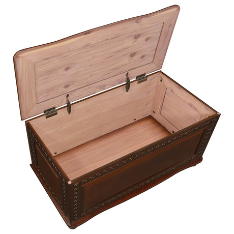 Finlay Cedar-Lined Storage Chest - Carved Trim, Turned Feet & Safety Hinge in Dark Tobacco – view 4