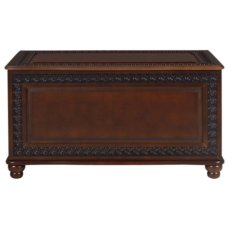 Finlay Cedar-Lined Storage Chest - Carved Trim, Turned Feet & Safety Hinge in Dark Tobacco – view 5