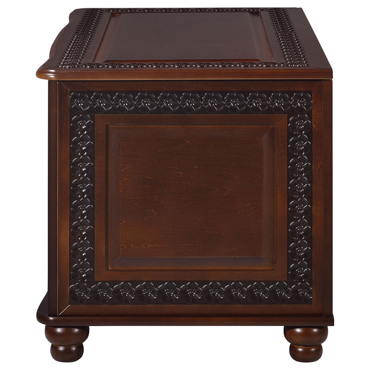 Finlay Cedar-Lined Storage Chest - Carved Trim, Turned Feet & Safety Hinge in Dark Tobacco – view 7