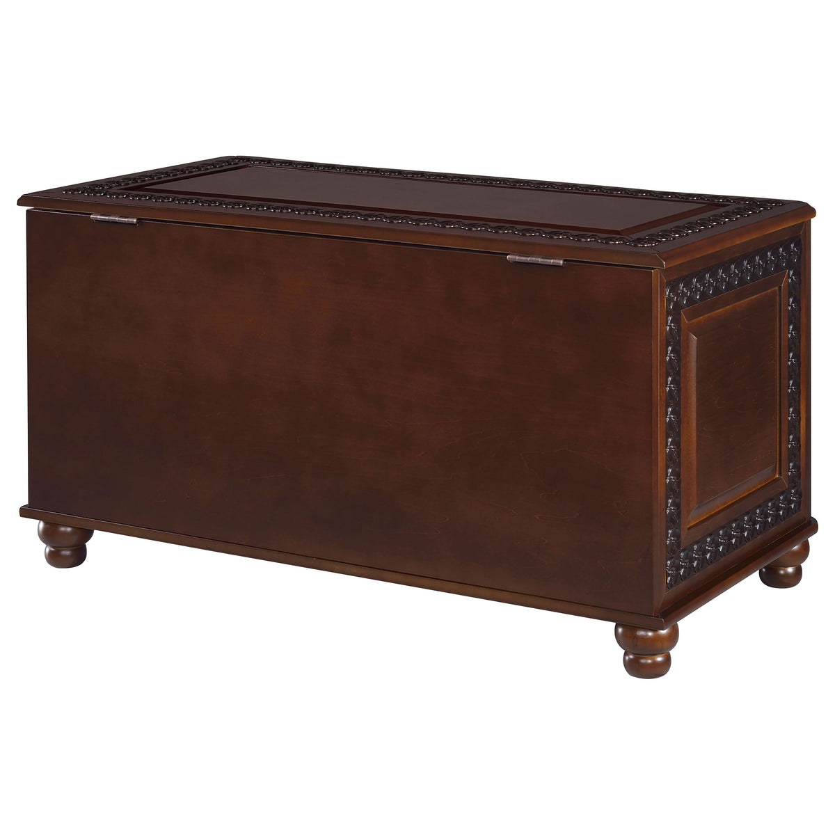 Finlay Cedar-Lined Storage Chest - Carved Trim, Turned Feet & Safety Hinge in Dark Tobacco – view 10