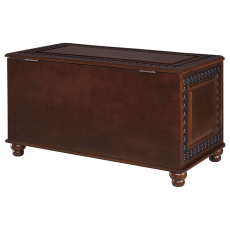 Finlay Cedar-Lined Storage Chest - Carved Trim, Turned Feet & Safety Hinge in Dark Tobacco – view 10