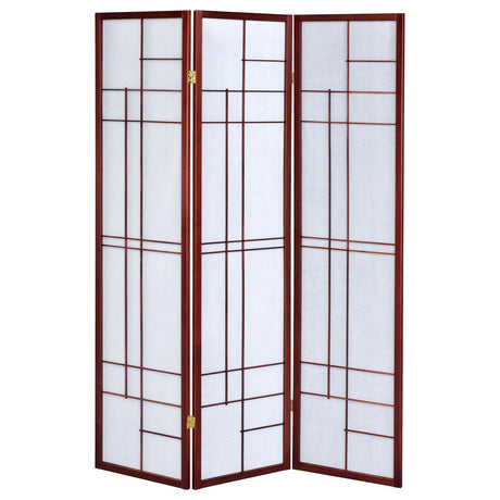 Katerina 3-Panel Shoji Room Divider - Japanese-Inspired Folding Screen in Cherry & White – view 3