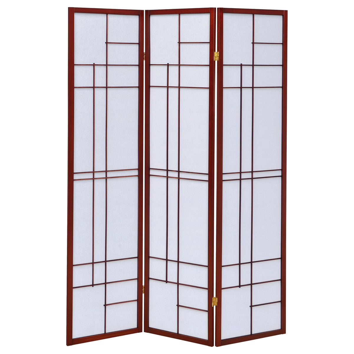 Katerina 3-Panel Shoji Room Divider - Japanese-Inspired Folding Screen in Cherry & White – view 4