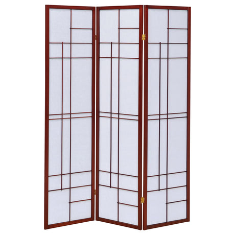 Katerina 3-Panel Shoji Room Divider - Japanese-Inspired Folding Screen in Cherry & White – view 4