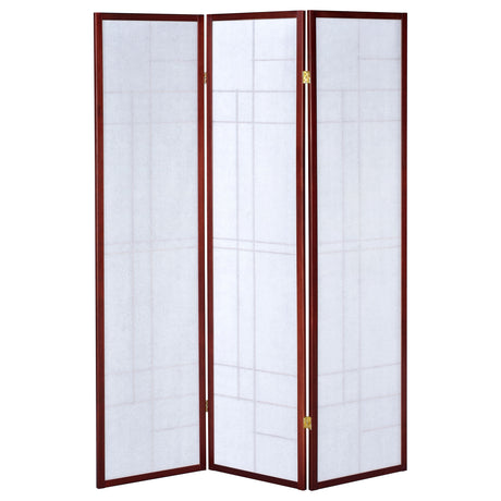 Katerina 3-Panel Shoji Room Divider - Japanese-Inspired Folding Screen in Cherry & White – view 5