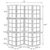 Iggy 4-Panel Folding Room Divider with 2 Shelves - Tan Jute Panels in Cappuccino Wood Frame – view 7