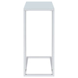 Stella C-Shaped Sofa Side Table - White Glass Top on Chrome Frame – view 3