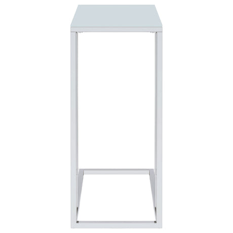 Stella C-Shaped Sofa Side Table - White Glass Top on Chrome Frame – view 3