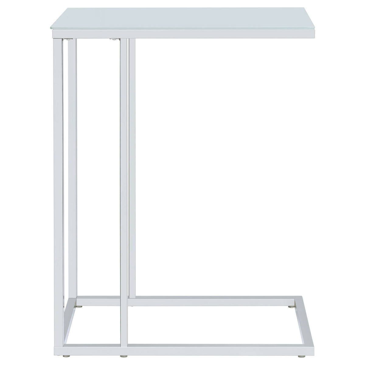 Stella C-Shaped Sofa Side Table - White Glass Top on Chrome Frame – view 5