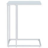 Stella C-Shaped Sofa Side Table - White Glass Top on Chrome Frame – view 5