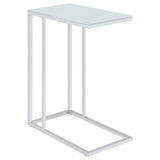 Stella C-Shaped Sofa Side Table - White Glass Top on Chrome Frame – view 6