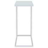 Stella C-Shaped Sofa Side Table - White Glass Top on Chrome Frame – view 7