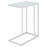 Stella C-Shaped Sofa Side Table - White Glass Top on Chrome Frame – view 8