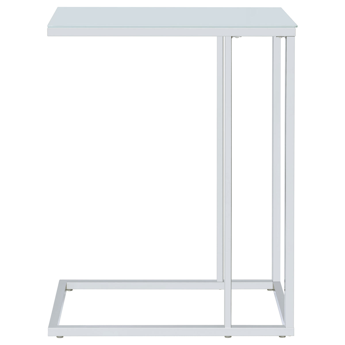Stella C-Shaped Sofa Side Table - White Glass Top on Chrome Frame – view 9