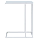 Stella C-Shaped Sofa Side Table - White Glass Top on Chrome Frame – view 9