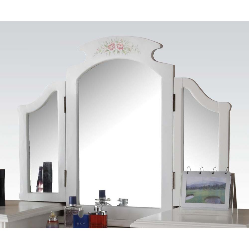 Torian Tri-Fold Vanity Mirror in White