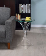 Laning Round Side Table - Tempered Glass Top on Clear Acrylic Legs – view 1