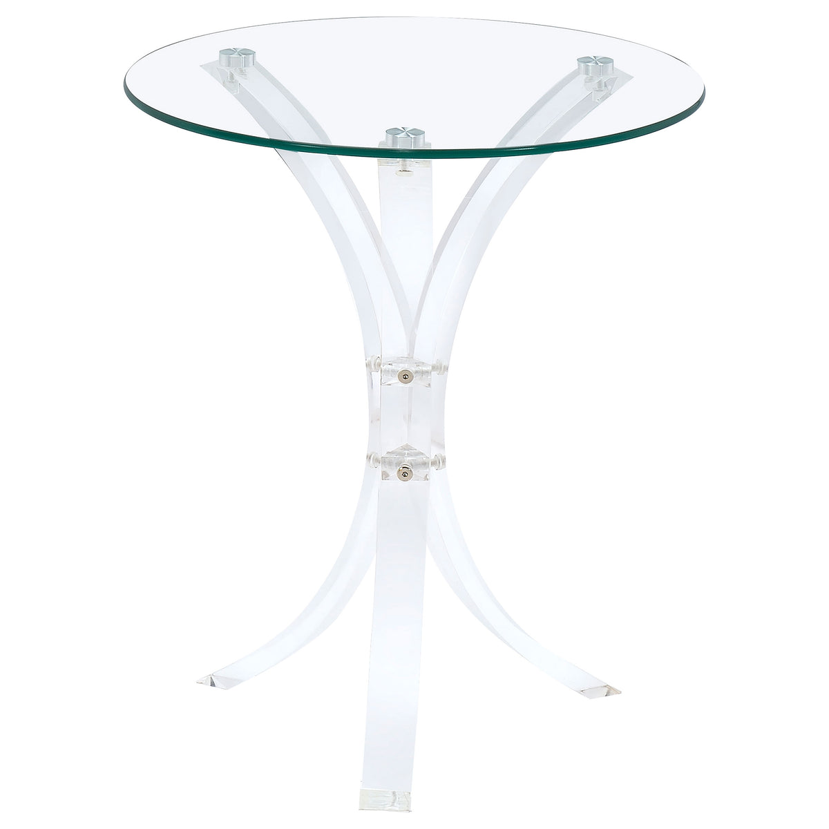 Laning Round Side Table - Tempered Glass Top on Clear Acrylic Legs – view 3