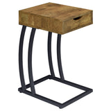 Troy C-Shaped Side Table with Drawer & Charging Station
