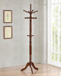 Achelle 11-Hook Freestanding Coat Rack - Rotating Top, Turned Wood Post in Tobacco or Golden Brown – view 1