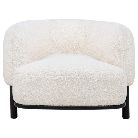 Lawler Barrel Back Accent Chair - Ivory Boucle with Contrasting Black Base – view 3