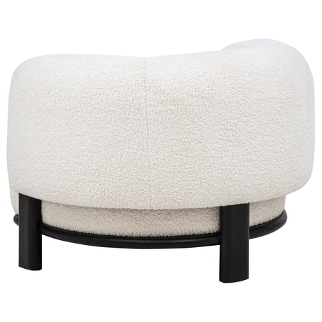 Lawler Barrel Back Accent Chair - Ivory Boucle with Contrasting Black Base – view 6