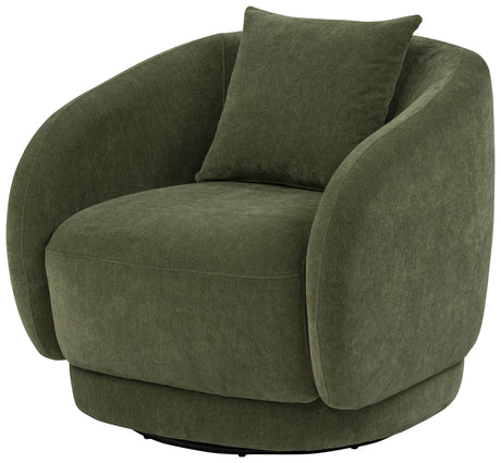 Arnaud Swivel Barrel Accent Chair - Green Chenille with Loose Back Pillow – view 4