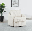 Sarco Channel-Tufted Corduroy Swivel Accent Chair - 360-Degree Swivel in Ivory – view 1