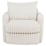 Sarco Channel-Tufted Corduroy Swivel Accent Chair - 360-Degree Swivel in Ivory – view 3