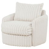 Sarco Channel-Tufted Corduroy Swivel Accent Chair - 360-Degree Swivel in Ivory – view 4