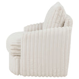 Sarco Channel-Tufted Corduroy Swivel Accent Chair - 360-Degree Swivel in Ivory – view 5