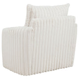 Sarco Channel-Tufted Corduroy Swivel Accent Chair - 360-Degree Swivel in Ivory – view 6