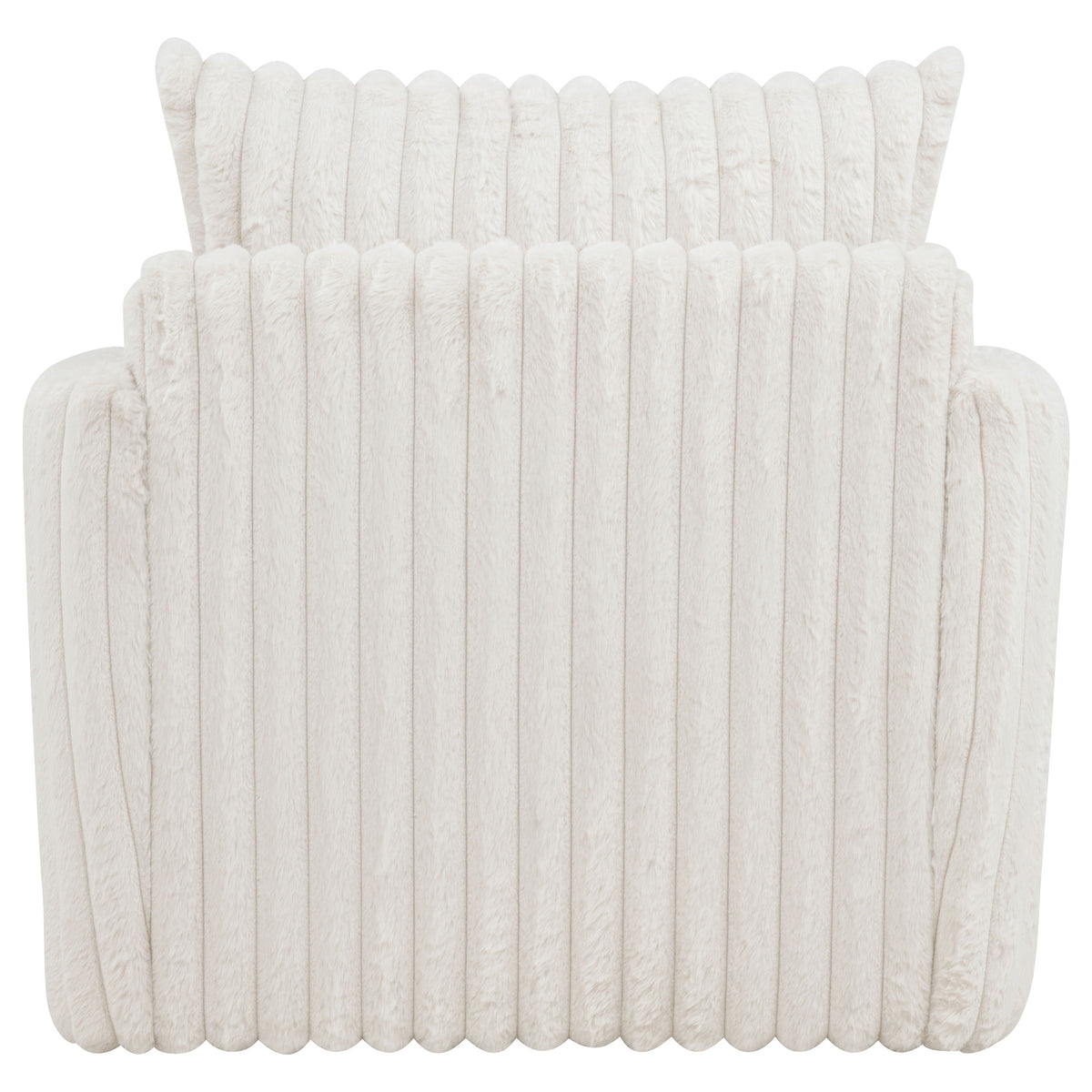 Sarco Channel-Tufted Corduroy Swivel Accent Chair - 360-Degree Swivel in Ivory – view 7