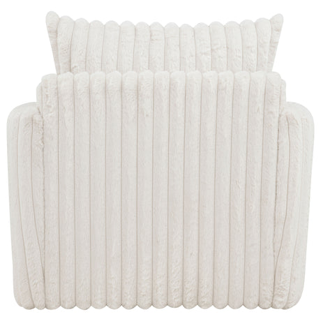 Sarco Channel-Tufted Corduroy Swivel Accent Chair - 360-Degree Swivel in Ivory – view 7
