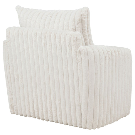 Sarco Channel-Tufted Corduroy Swivel Accent Chair - 360-Degree Swivel in Ivory – view 8